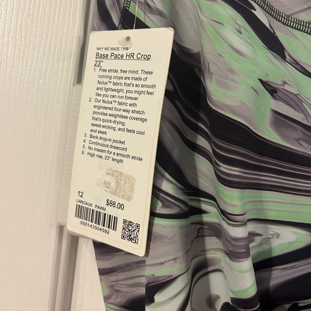 Lululemon Base Pace HR Crop 23" - Black/Green/Gray